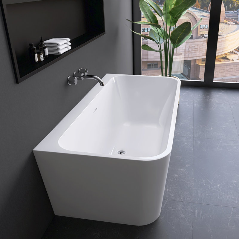 MEDUNJESS Tidal 55'' Freestanding Tub Deep Soaking Acrylic Bathtub